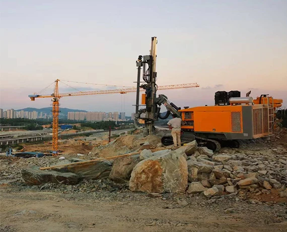 XDT35 Integrated Crawler DTH Drilling Rig Working at Urban Infrastructure Site
