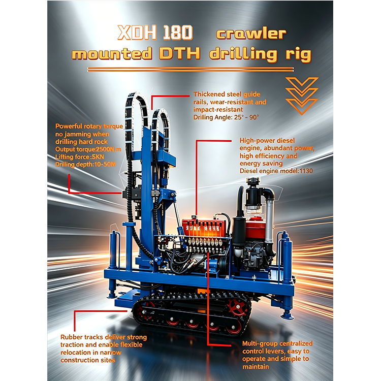 XDH-180 Crawler DTH Drill Rig Delivers Efficient Performance for Road Construction